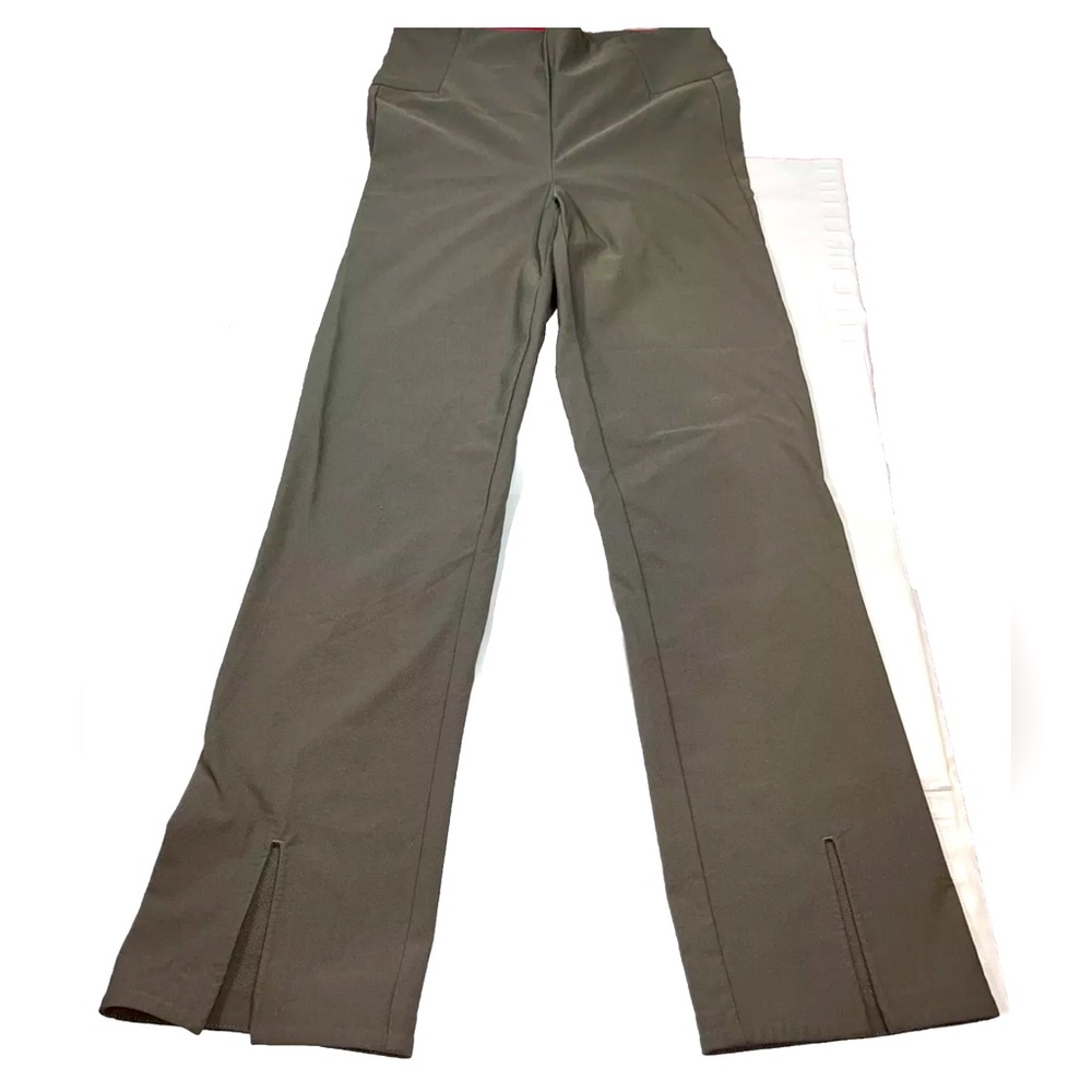 Athleta GRAY PANTS, Center Leg slit Stretchy Spandex Zip Pocket Size 2 Career S